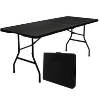 GARTENTISCH für 6 Personen, 180/74cm, Schwarz - Schwarz, Kunststoff - Amanka