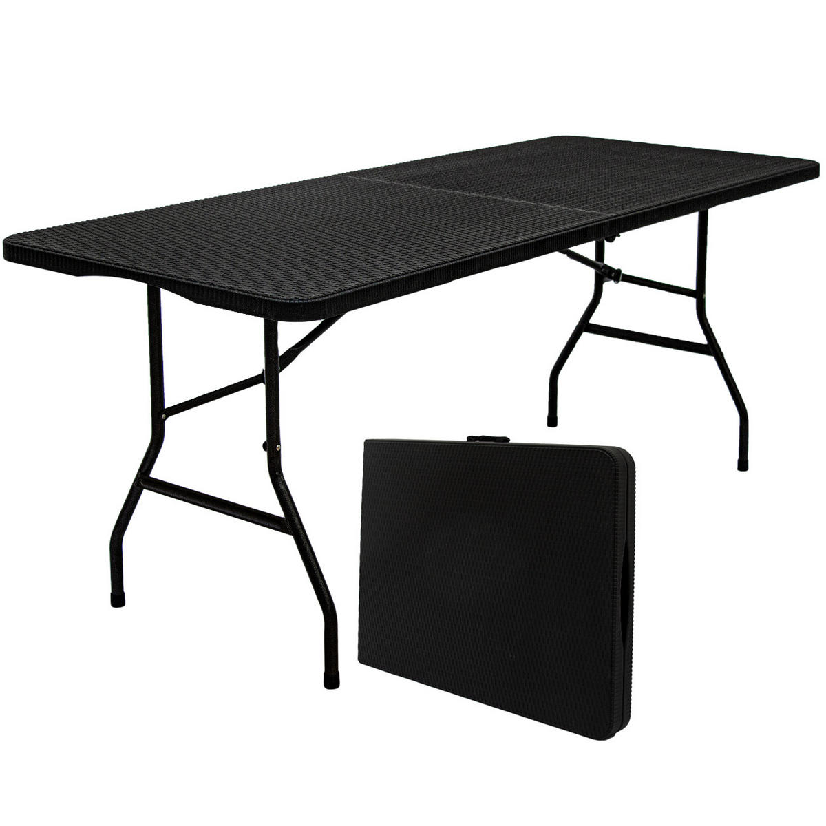 GARTENTISCH für 6 Personen, 180/74cm, Schwarz - Schwarz, Kunststoff - Amanka