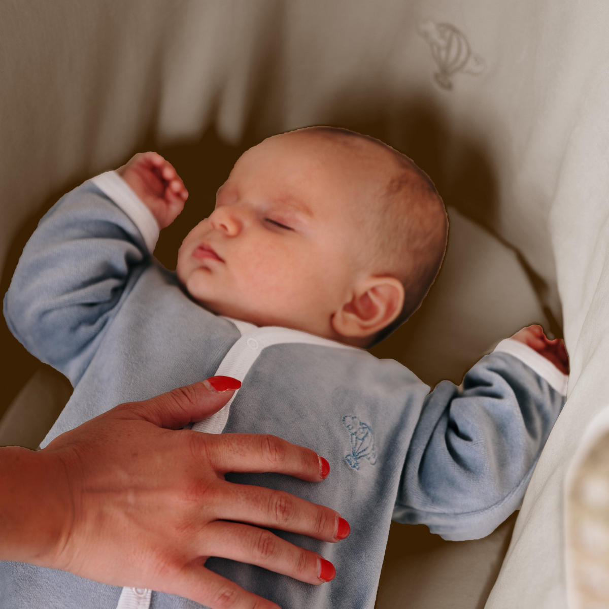 BABYTRAGEKORB Bio-Baumwolle braun - Haselnussfarben, Naturmaterialien (29/78cm) - Premiers Moments