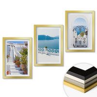 WANDBILDER 3er Set - 20x30 cm Goldrahmen - Weiße Treppenpflanzen Seetor - Goldfarben, Kunststoff (20/30cm) - ArtPrintCave