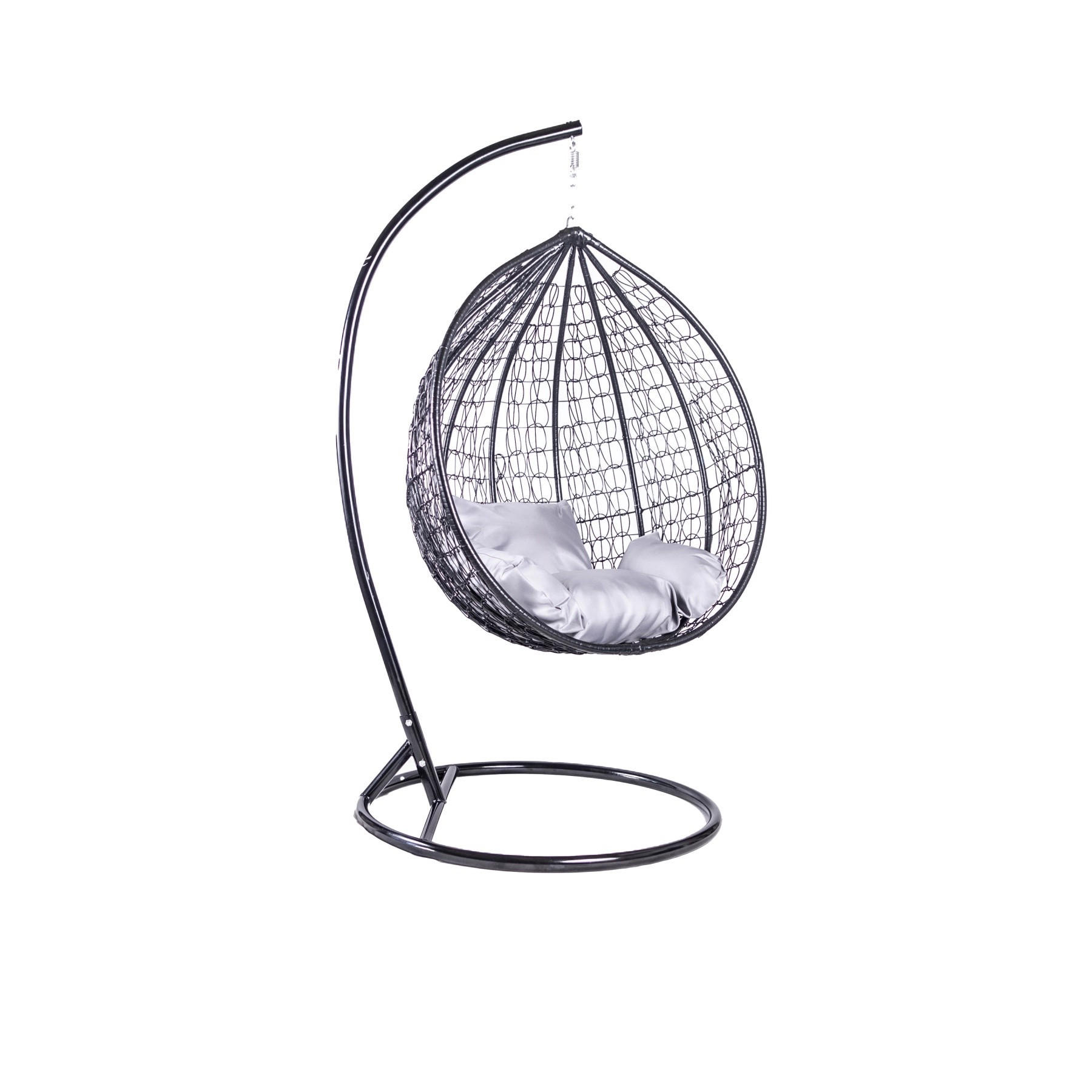 HÄNGESESSEL Cobe Schwarz, Grau Kissen, Garten Hängesessel Kokon aus Technorattan - Schwarz/Grau, Kunststoff/Metall (107/198/68cm) - Bettso