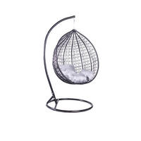 HÄNGESESSEL Cobe Schwarz, Grau Kissen, Garten Hängesessel Kokon aus Technorattan - Schwarz/Grau, Kunststoff/Metall (107/198/68cm) - Bettso