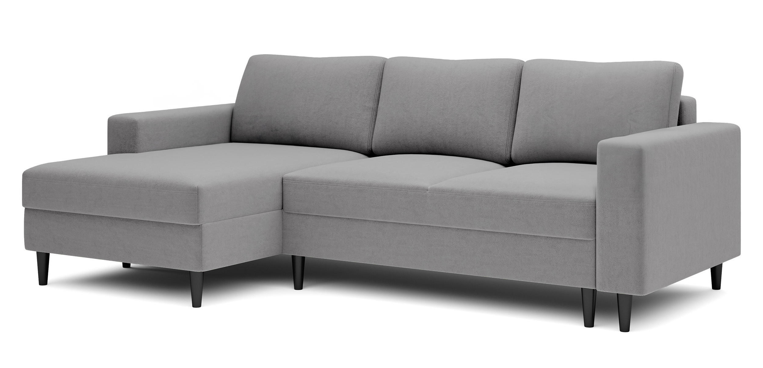 ECKSOFA Nalika Grau Velours - Schwarz/Grau, Holz/Textil (230/143cm) - Selsey