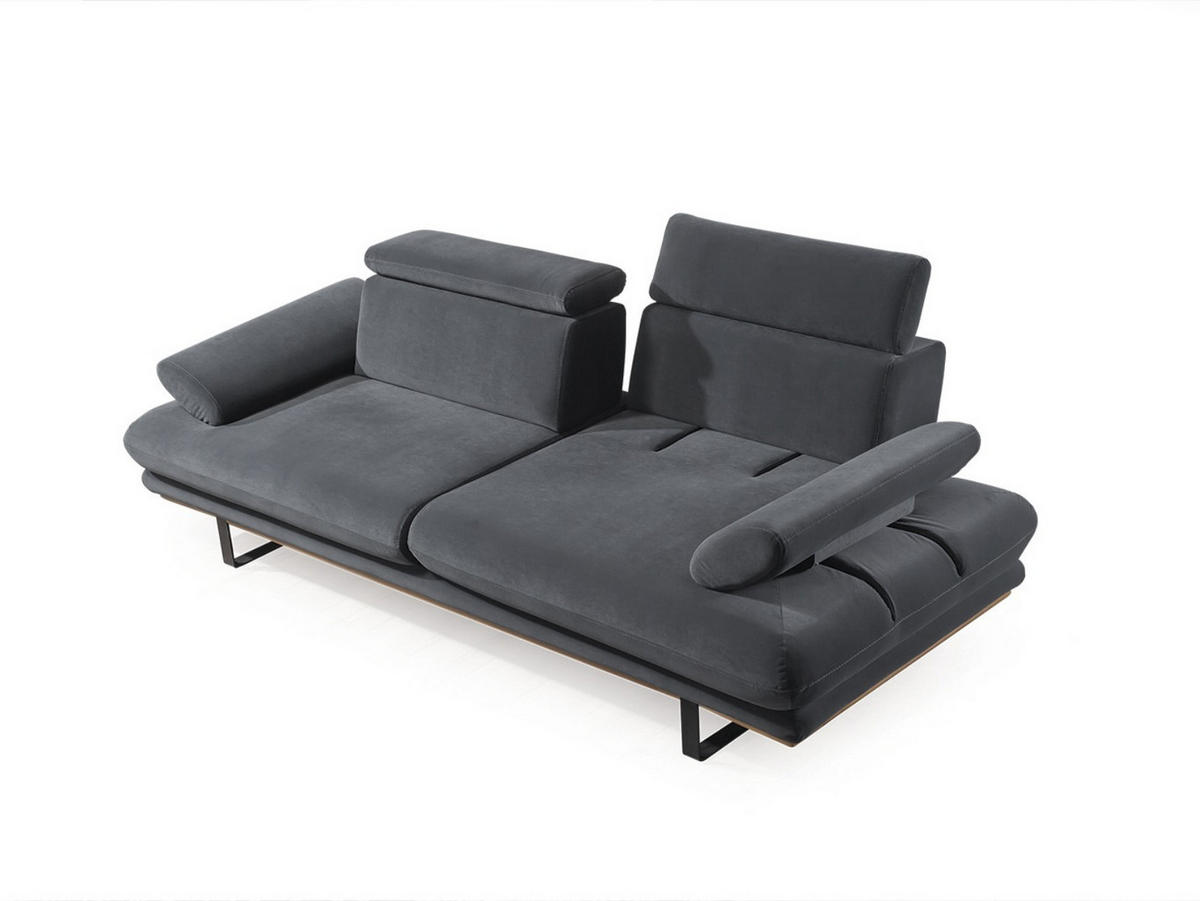 2 Sitzer SOFA Energy Samt Anthrazit - Anthrazit, Textil/Metall (205/80/100cm) - Villa Möbel