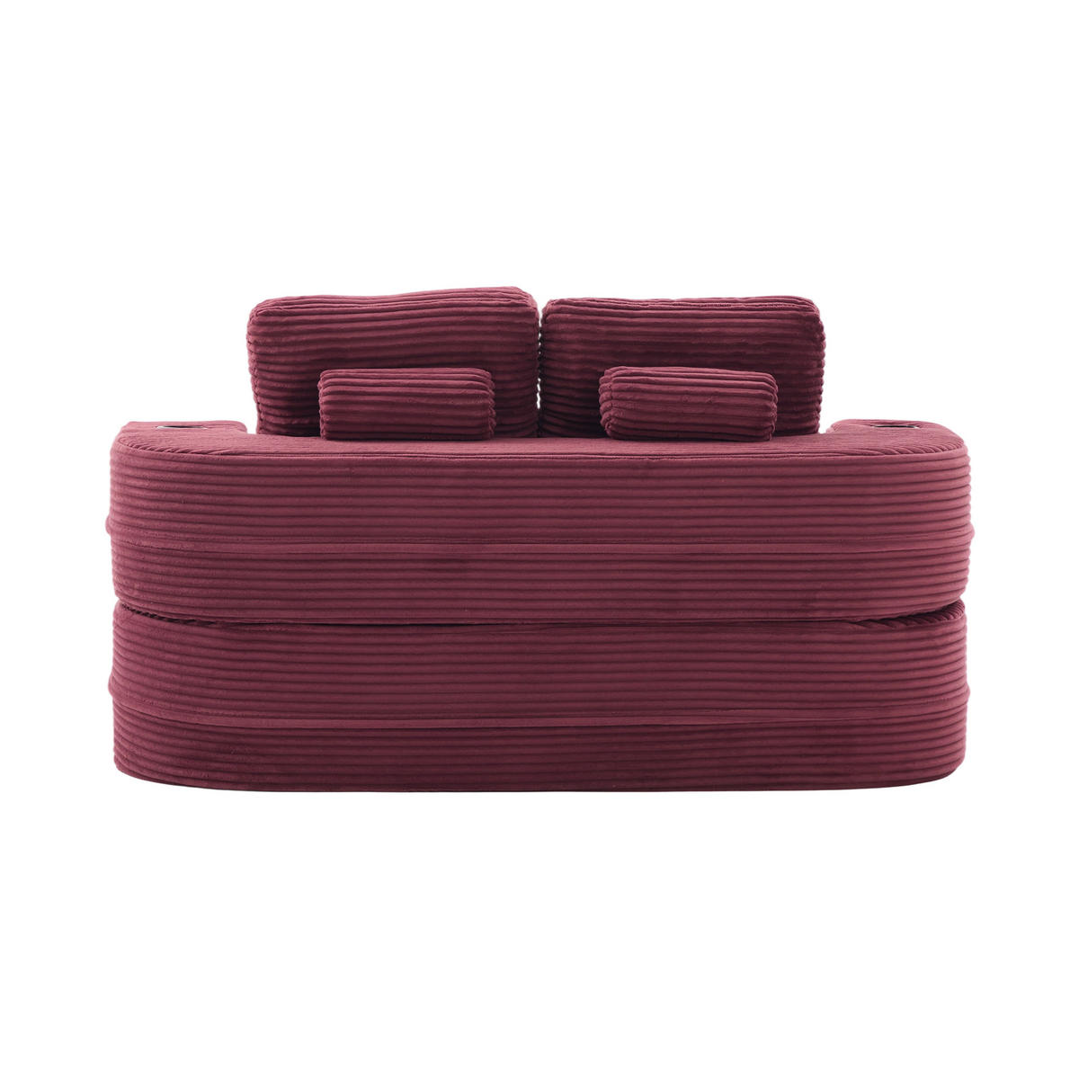 SCHLAFSOFA DE-33608 2-in-1 mit Getränkehaltern und tiefer Sitzfläche Weinrot - Weinrot, Textil (165/61/97cm) - ComfortXL