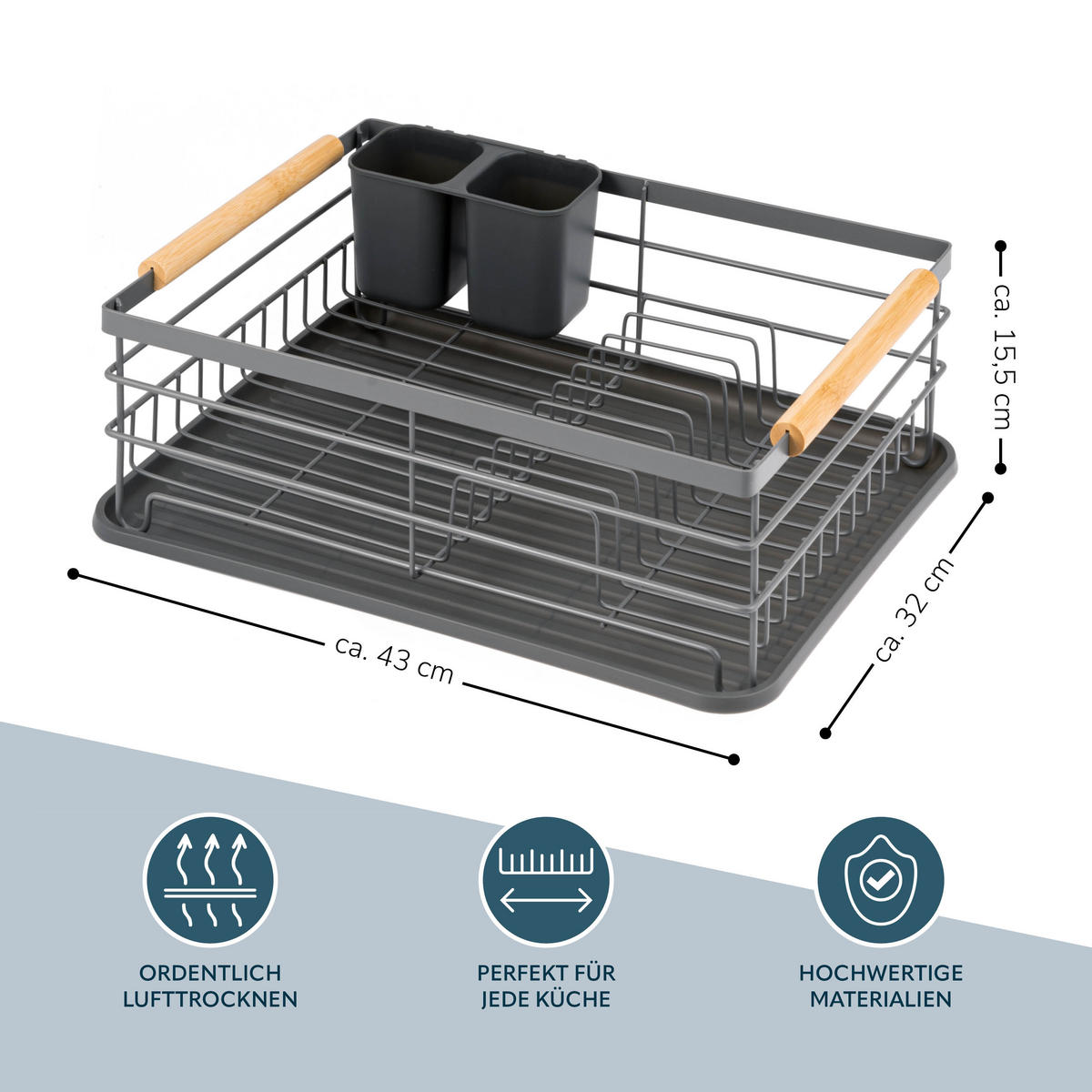 ABTROPFGESTELL, Metall, grau - Grau, Metall (43/15.5/32cm) - eluno