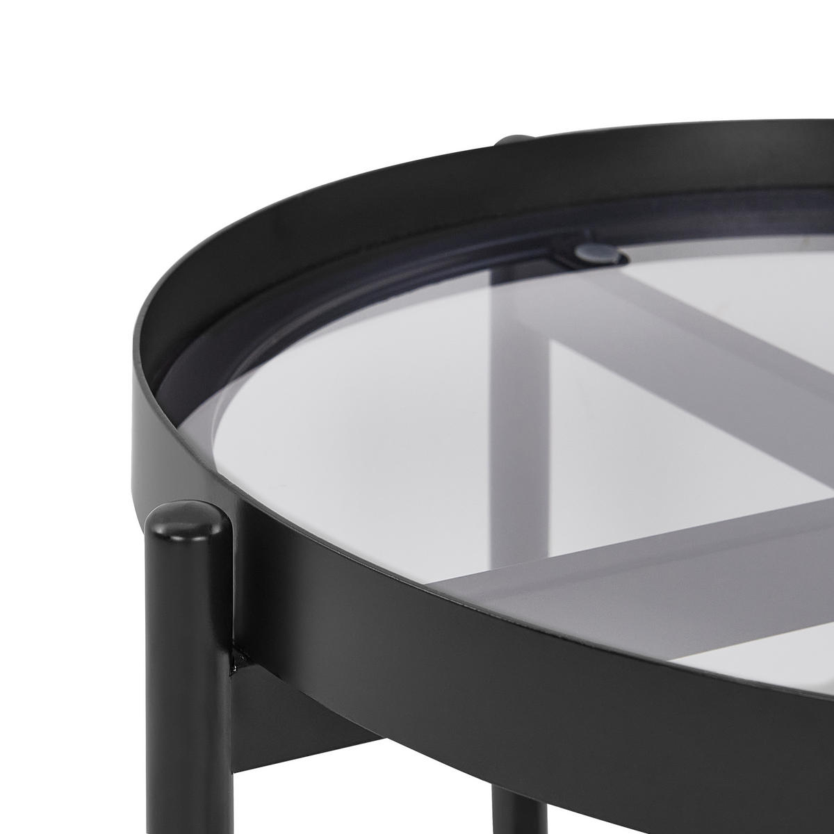 BEISTELLTISCH Schwarz/Heller Holzfarbton Reno - Hellbraun/Schwarz, Metall (50/50/55cm) - Beliani