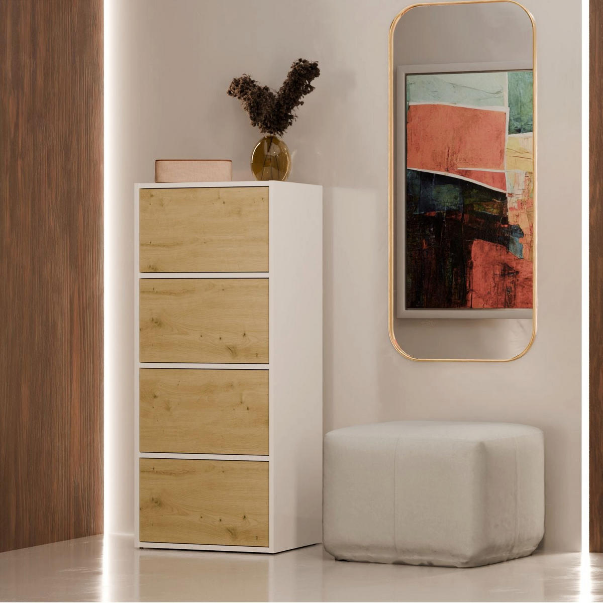 HIGHBOARD Kate - Weiß, Holzwerkstoff (50/119/40cm) - kommodly