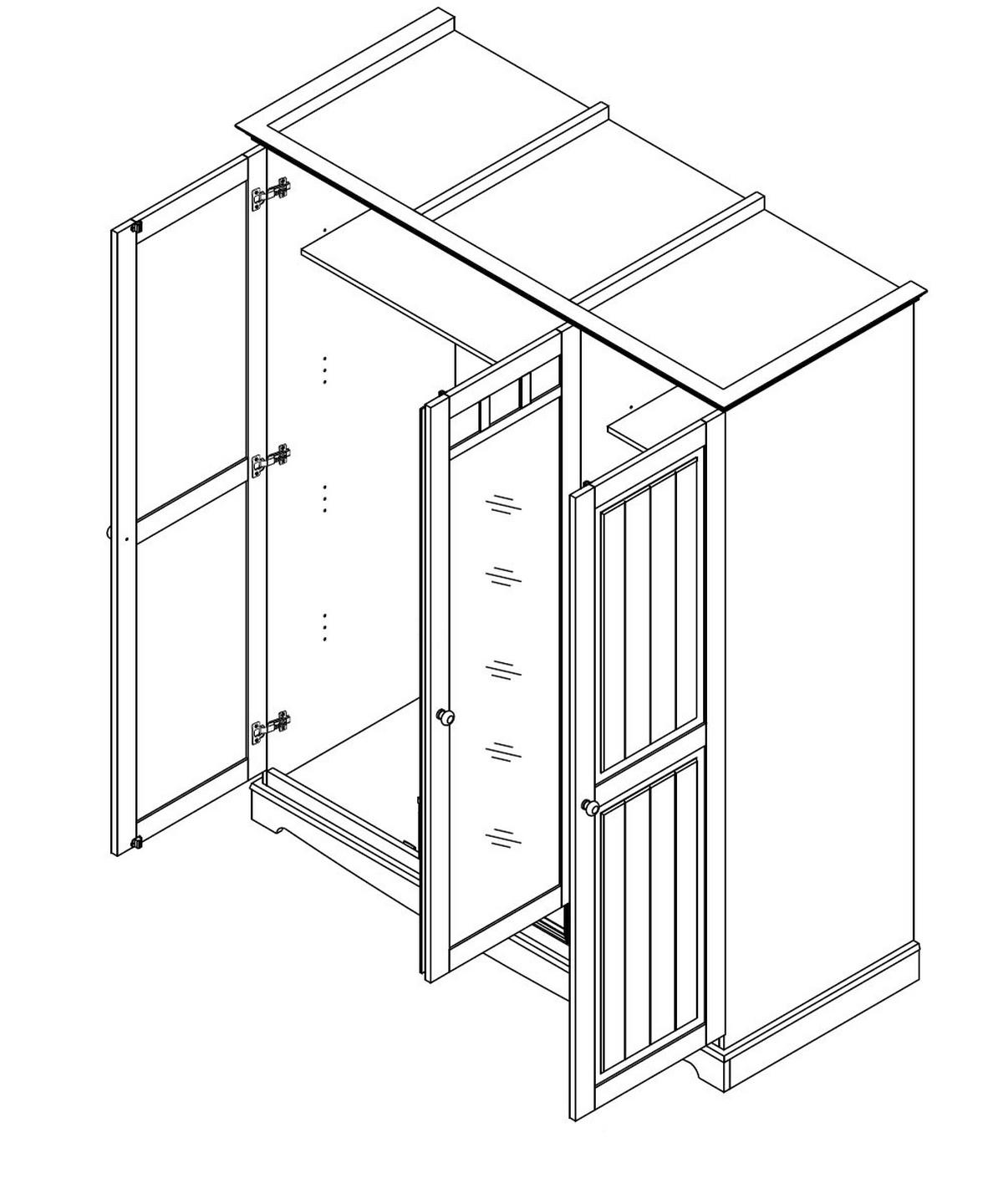 KLEIDERSCHRANK Belluno Elegante Kiefer weiß (RAL9010) lackiert / Kiefer gebeizt, Eichefarben 155 / 64 / 190cm - Eichefarben/Weiß, Holz/Metall (155/190/64cm) - Feldmann-Wohnen