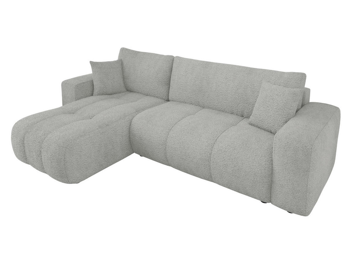 ECKSOFA Furyn Boucle - Schwarz/Grau, Holzwerkstoff/Kunststoff (244/145cm) - MIRJAN24