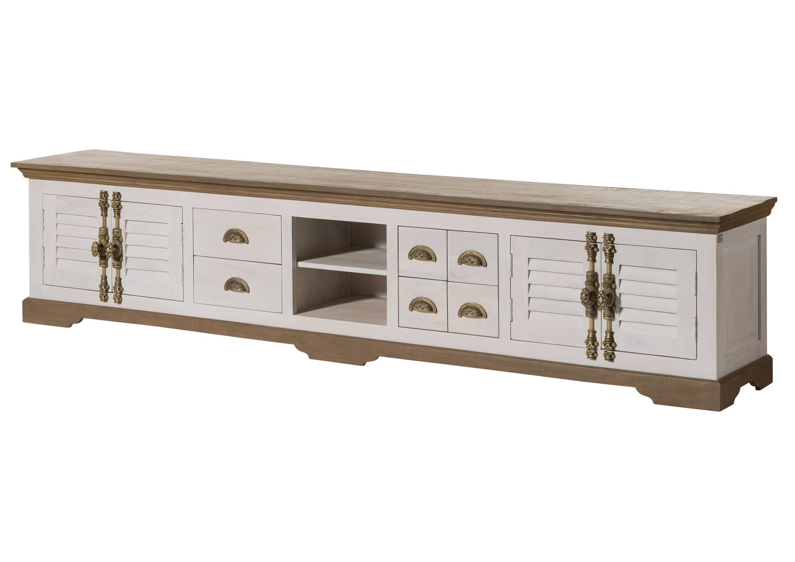 TV-BOARD Mango 260x45x55 weiß lackiert TOULOUSE #118 - Weiß, Holzwerkstoff (260/55/45cm) - Massivmoebel24