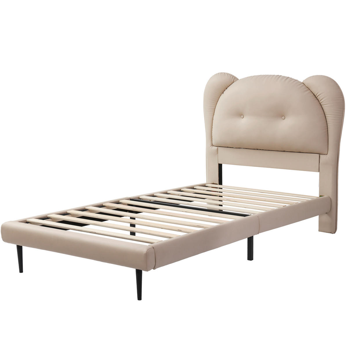 KINDERBETT 90/200 cm DE-02294, in Beige, mit tierförmigem Kopfteil - Beige, Holzwerkstoff (90/200cm) - ComfortXL