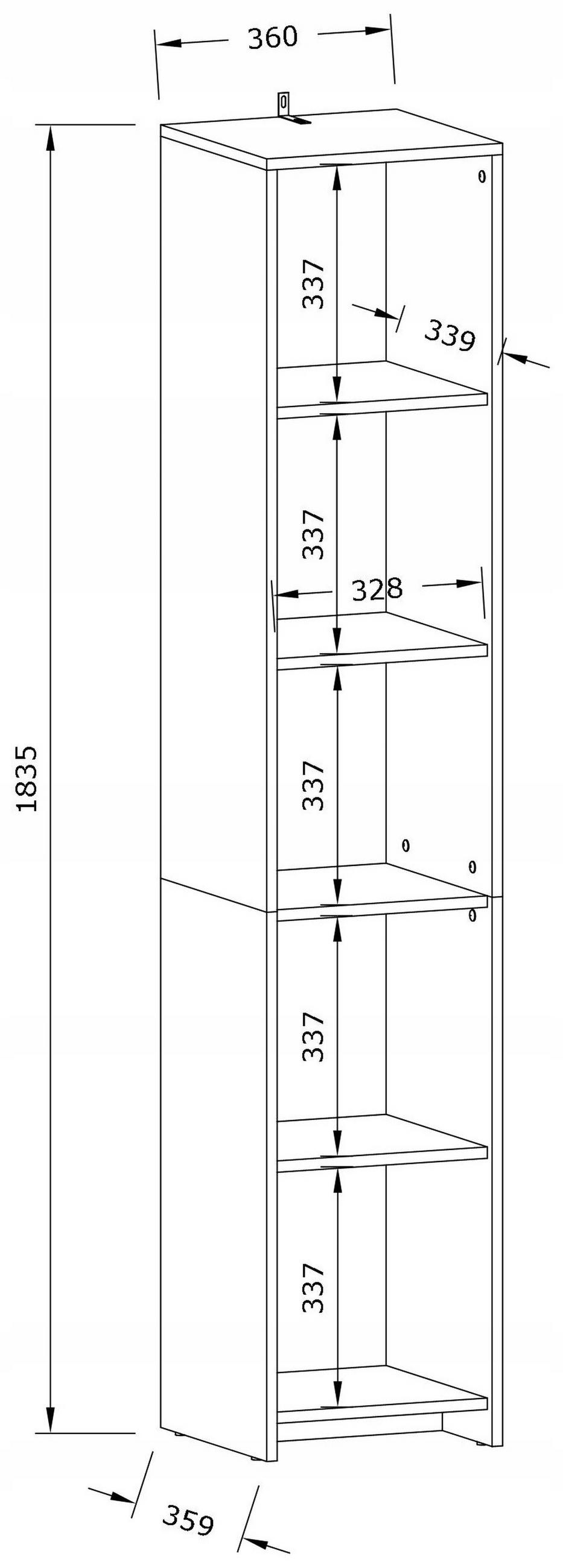 BÜCHERREGAL ALTIVO REG 36 Weiß 36/35,9/183,5 cm - Weiß, Holzwerkstoff (36/183.5/35.9cm) - Matkam Möbel