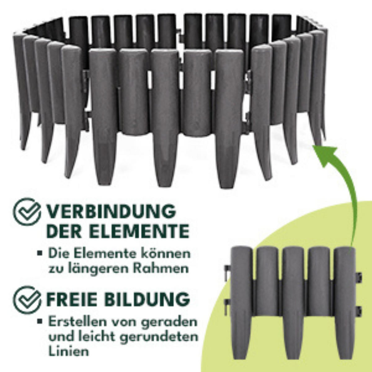 RASENKANTE 10-er Ser Kunststoff Anthrazit - Anthrazit, Kunststoff (5/15/28cm) - KRUMAD