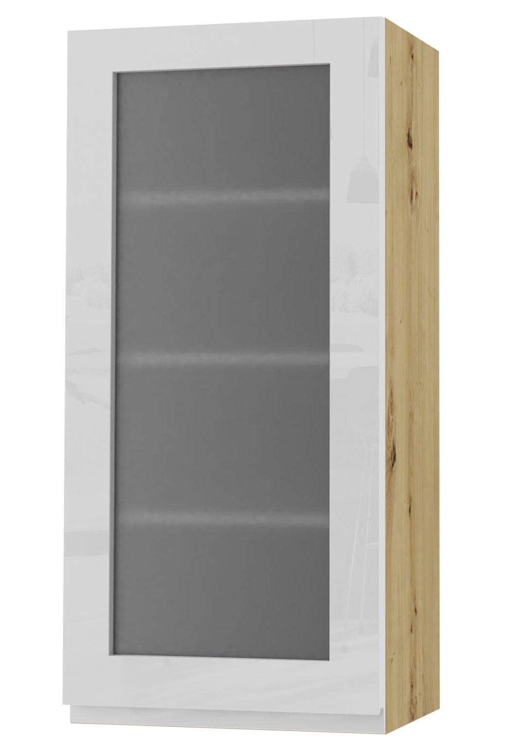HÄNGESCHRANK Florence W4S/45 Eiche Artisan / RAL 9003 signalweiß HG 45 / 32,5 / 96cm - Türanschlag links - Weiß Hochglanz/Eiche Artisan, Holz/Holzwerkstoff (45/96/32.5cm) - Feldmann-Wohnen