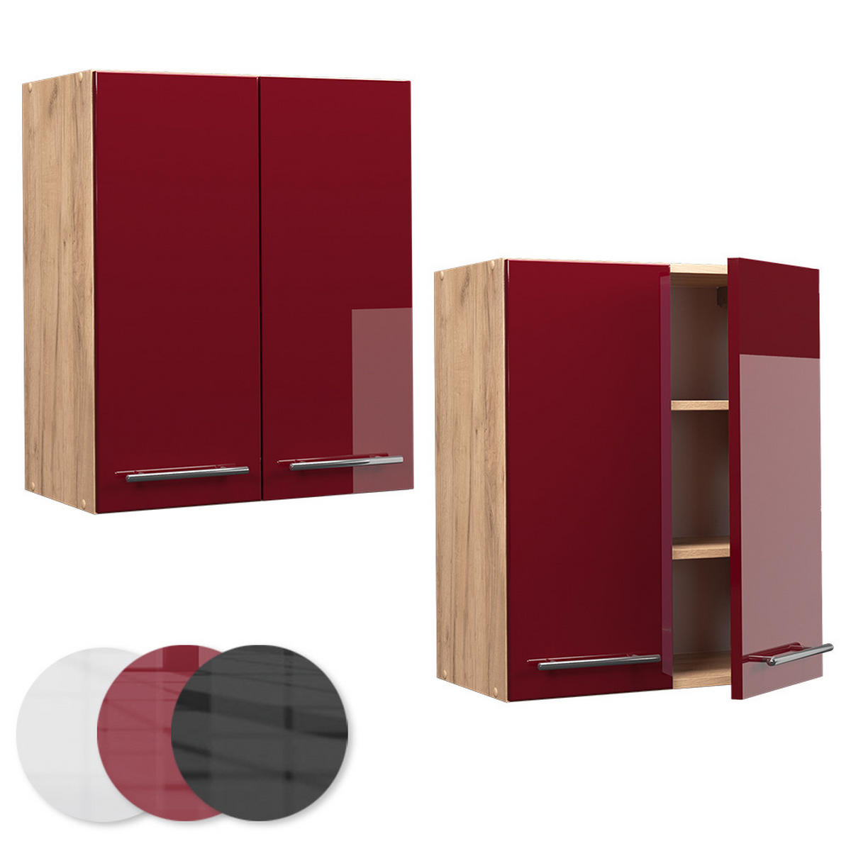 HÄNGESCHRANK Fame-Line Bordeaux Hochglanz 60 cm - Honigeiche/Bordeaux, Holzwerkstoff (60/72/34.1cm) - Vicco
