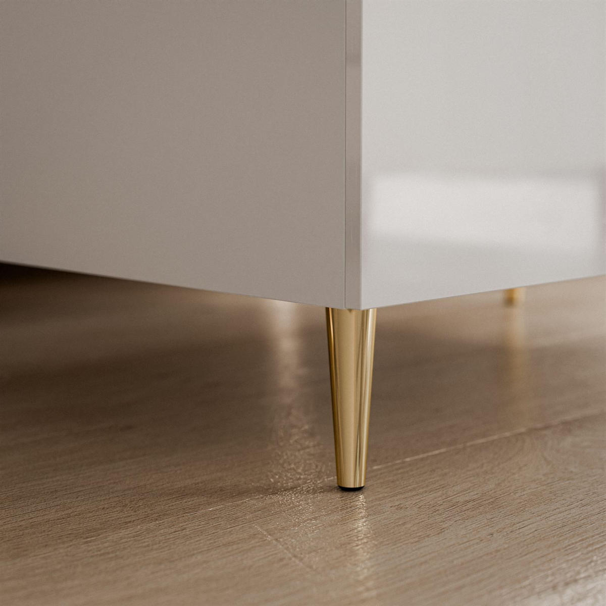 COUCHTISCH AURORA mit Staufach Weiß / Weiß hochglanz - Weiß Hochglanz/Goldfarben, Holzwerkstoff/Metall (60/90/41cm) - Lookway