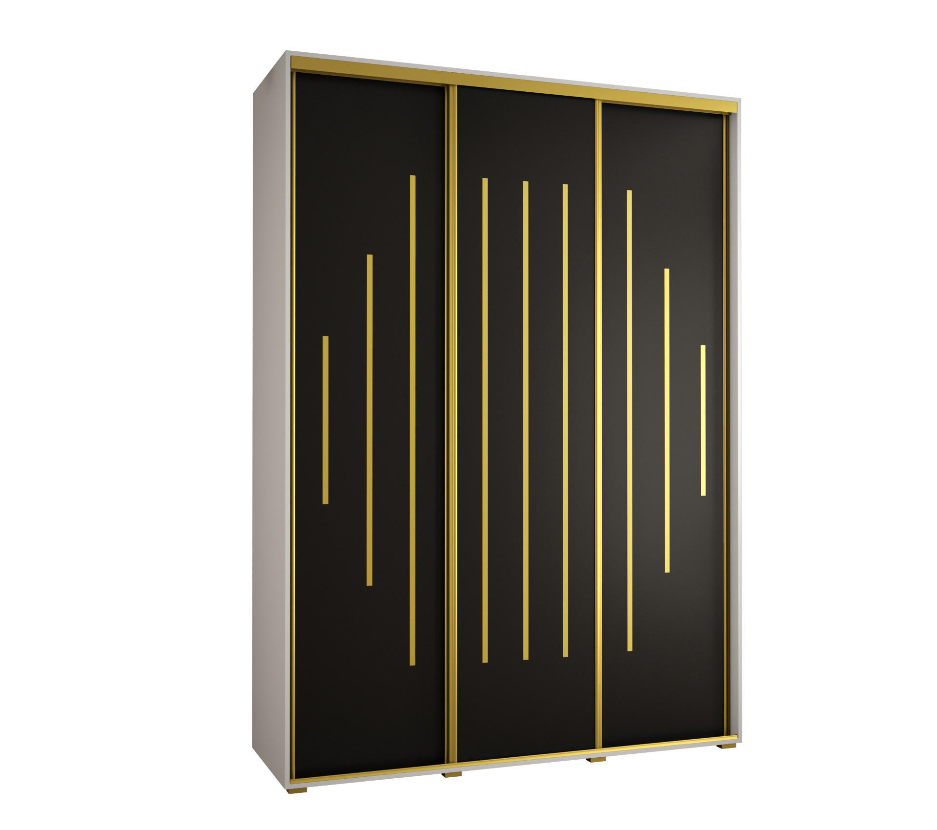 Abiks Möbel Schwebetürenschrank Weiß, Schwarz, Gold 180x235x60 cm