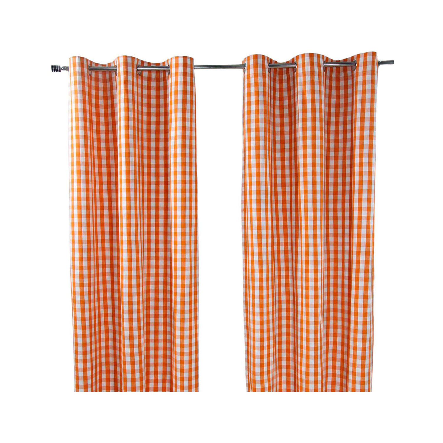 ÖSENVORHANG Karomuster blickdicht 2er-Set, 137/182 cm - Orange, Textil (137/182cm) - Homescapes