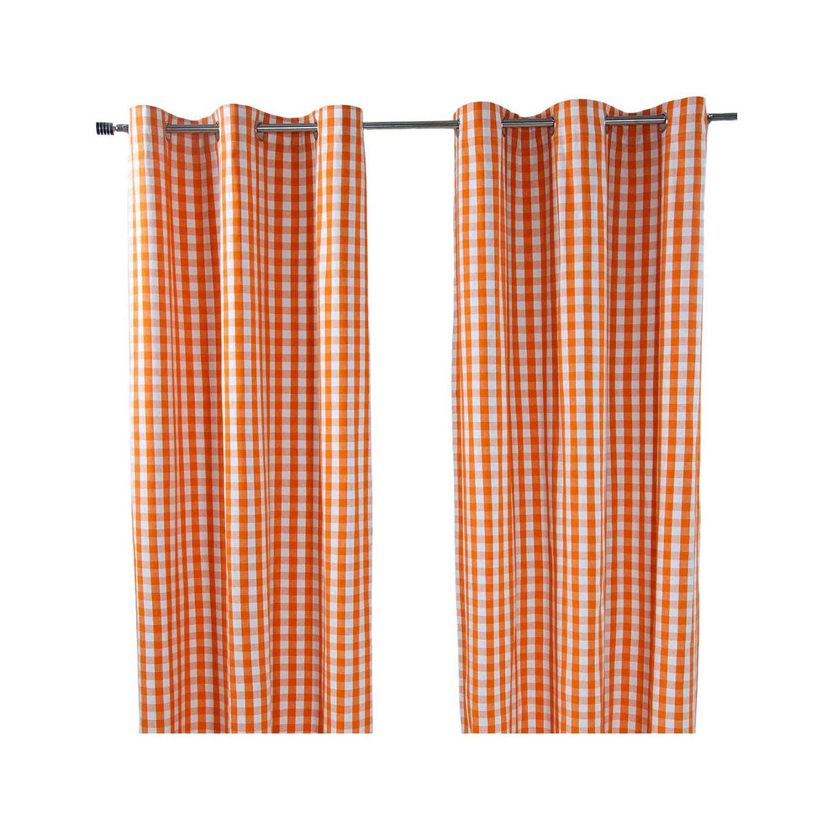 ÖSENVORHANG Karomuster blickdicht 2er-Set, 137/182 cm - Orange, Textil (137/182cm) - Homescapes