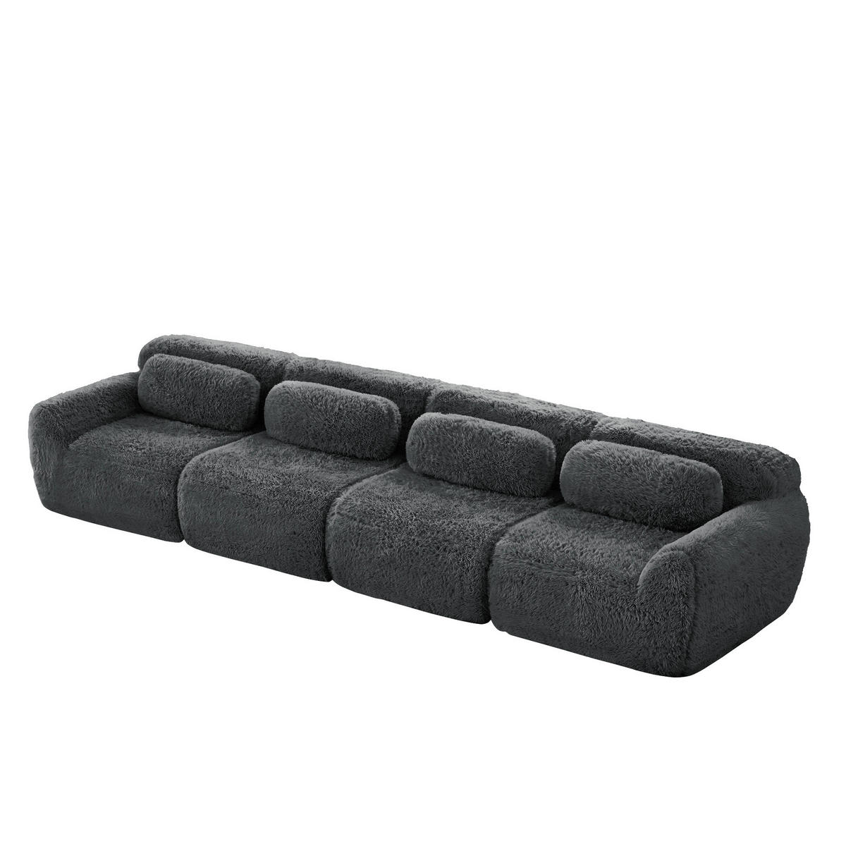 4-SITZER Sofa aus Plüsch mit modularem bonelosem Design Grau - Grau, Textil (104/73/378cm) - Modenvie
