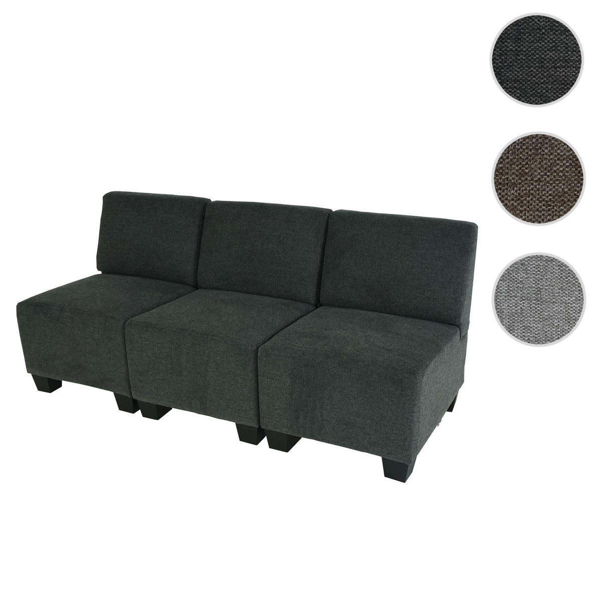 3-SITZER SOFA COUCH MODULAR Anthrazit - Anthrazit, Textil (171/76/72cm) - MCW