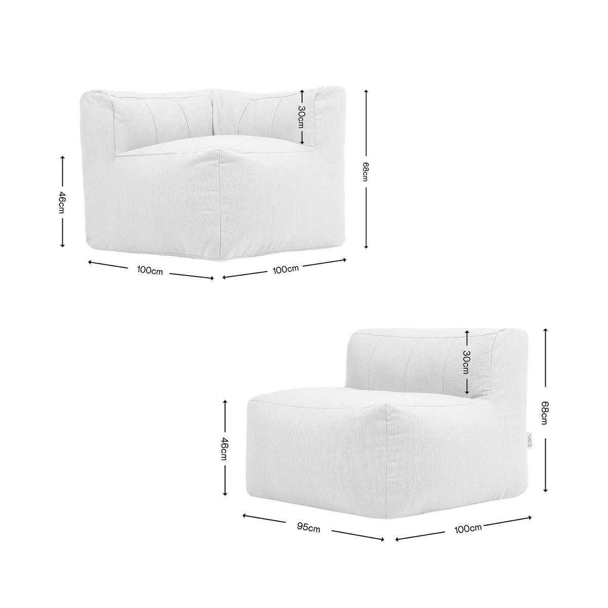 SITZSACK-SOFA Outdoor 3-tlg.: 2 Ecksessel, Sessel - Beige, Textil (295/68/100cm) - icon