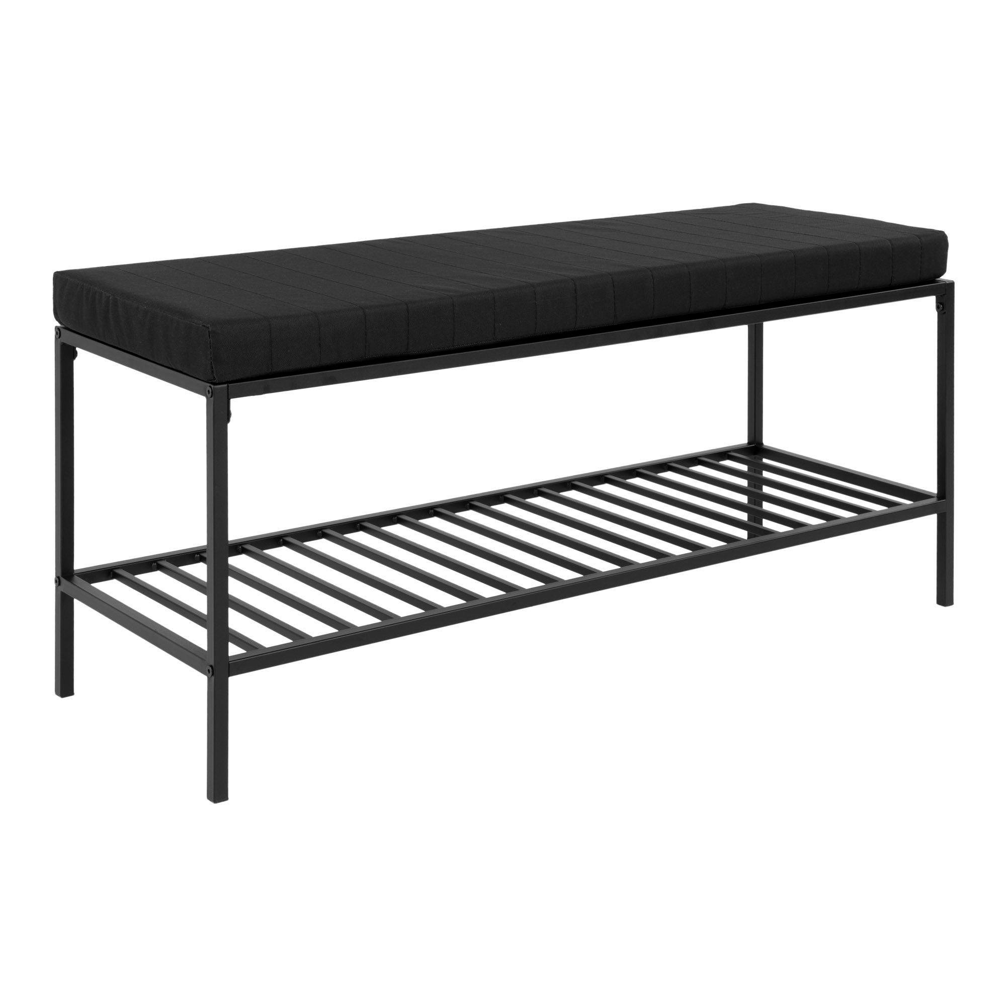 BANK Vita Stahl, Spanplatte, Melaminfolie, Polyester Schwarz - Schwarz, Metall (100/48.5/36cm) - tinkaro