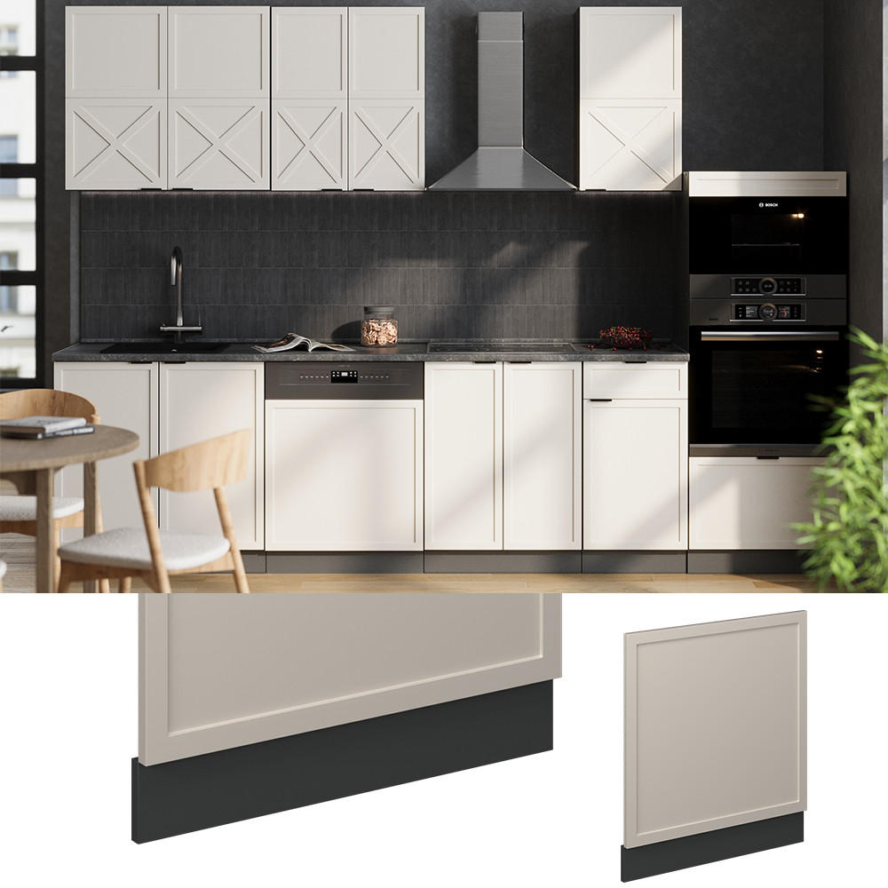 FRONTBLENDE Fame-Line GrauBeige 60 cm, AP Marmor - Greige/Anthrazit, Holzwerkstoff (60/67.4/1.6cm) - Vicco