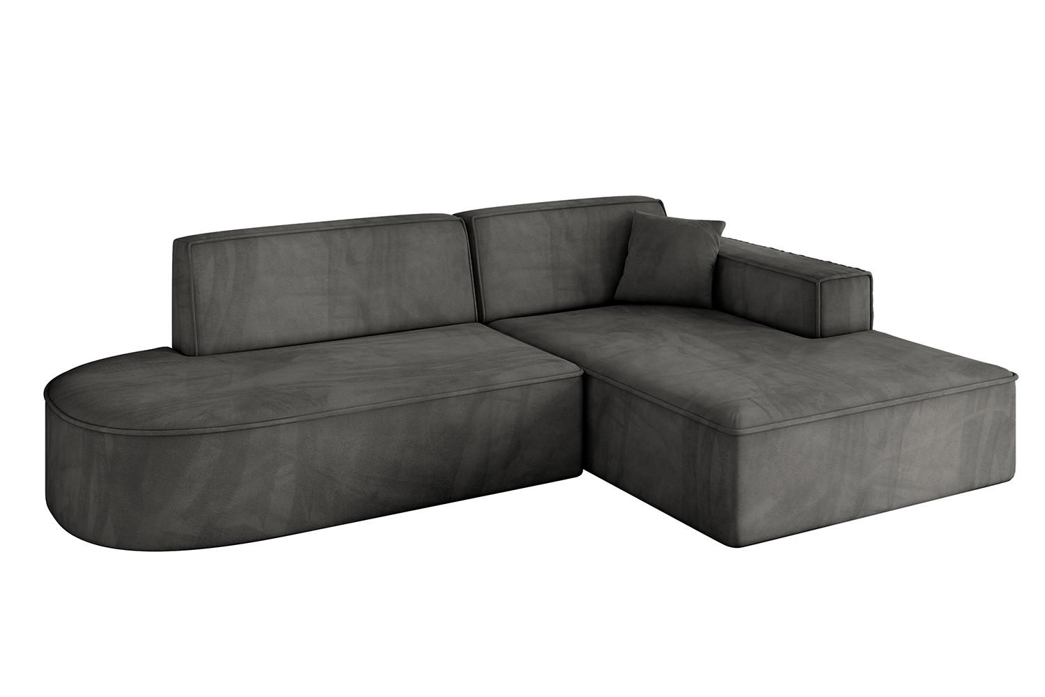 ECKSOFA Ottomane Rechts IREA-L1-v4 - 232x165x77 cm Ecru - Anthrazit, Holzwerkstoff/Textil (232/165cm) - ALTDECOR
