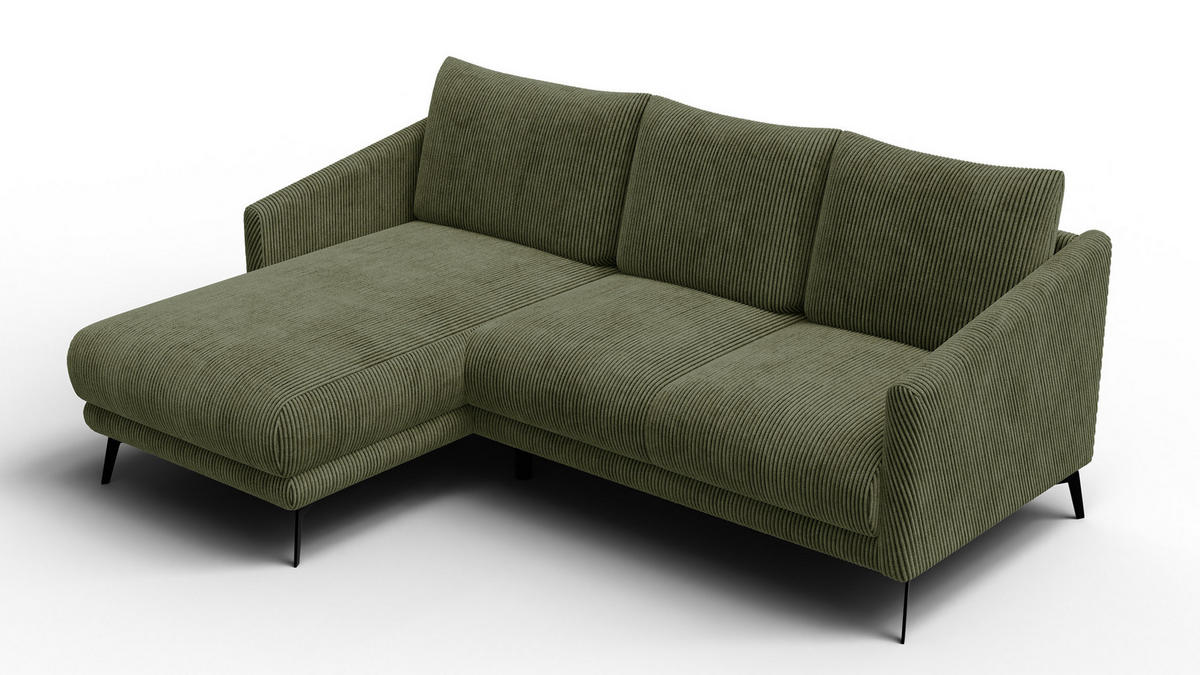 ECKSOFA VILT 3-Sitzer, olive - Schwarz/Olivgrün, Holzwerkstoff/Textil (221/156cm) - Courtois Laville