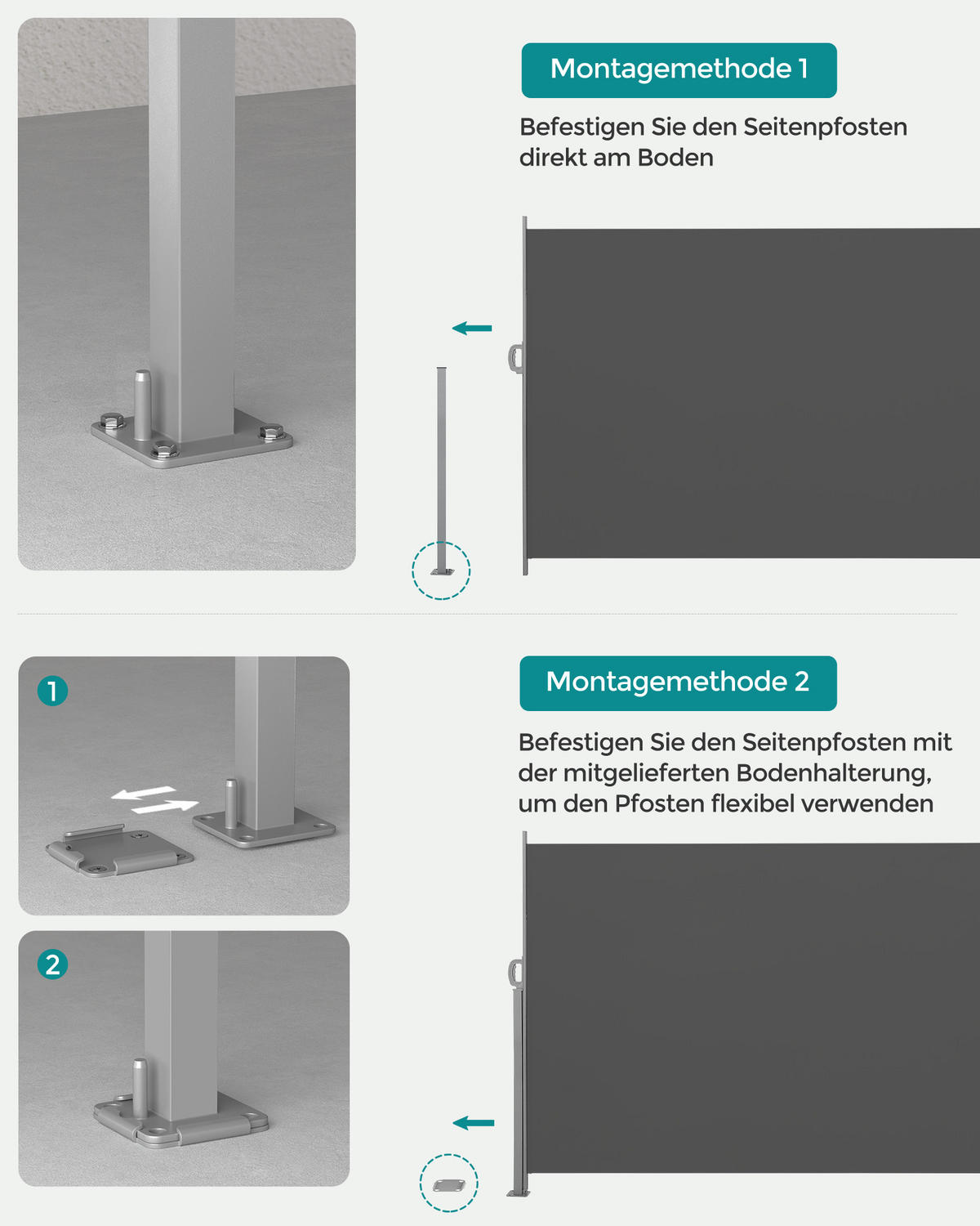 SEITENMARKISE Summer - Dunkelgrau, Metall (450/180cm) - SONGMICS