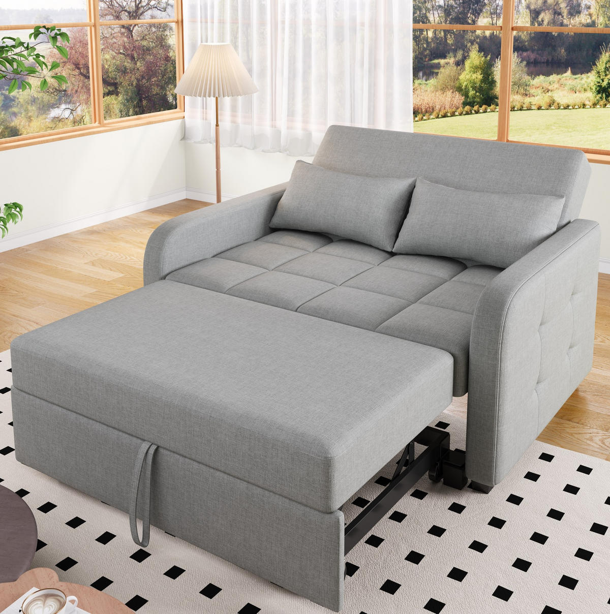 SCHLAFSOFA Baumwoll-Leinen mit verstellbarer Rückenlehne Antikgrau 127/75/94 cm - Grau, Textil (75/94/127cm) - Redom