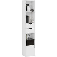 BÜCHERREGAL mit Schubladen Tür Weiß - Weiß, Holzwerkstoff (30/158/24cm) - Woltu