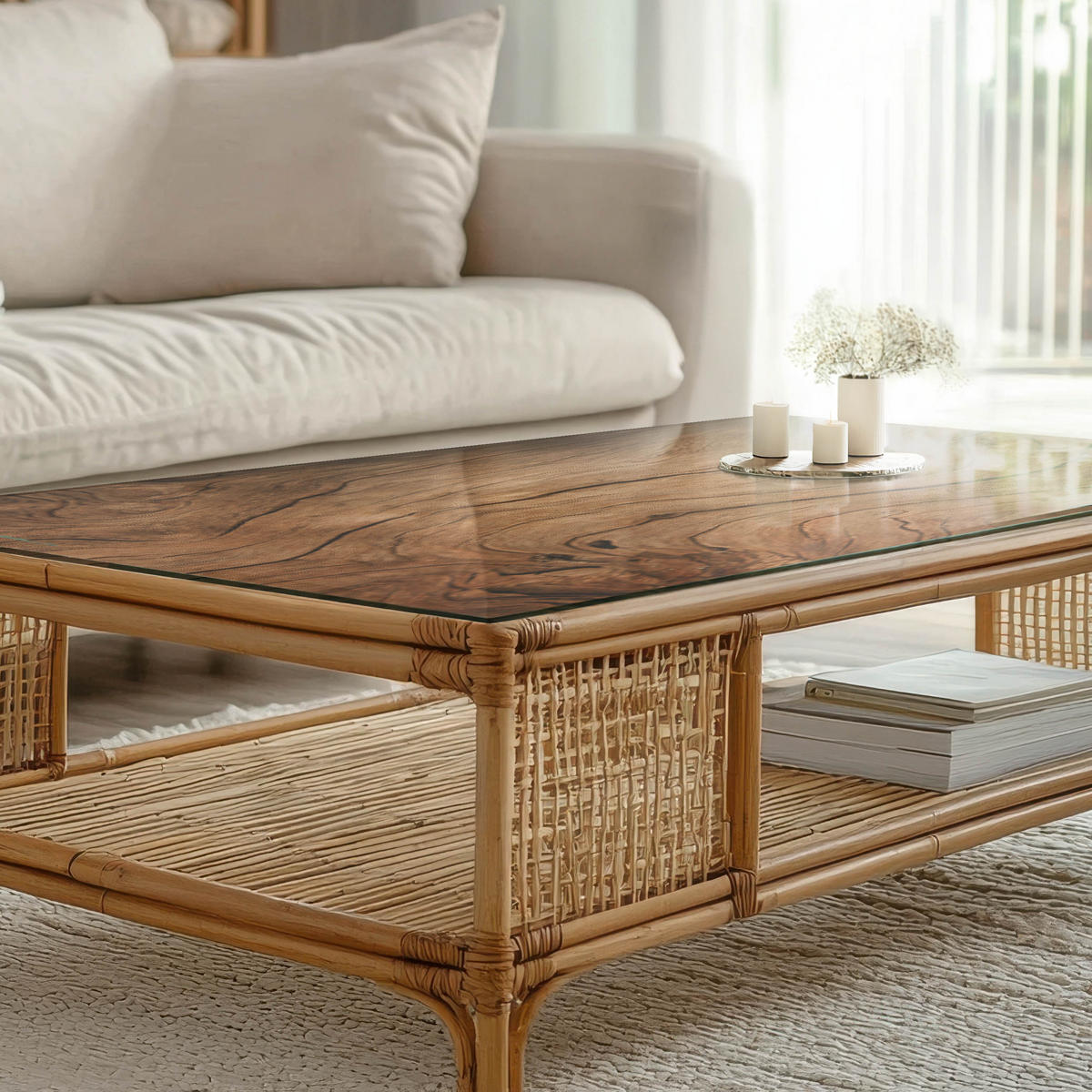 TISCHPLATTE 125x50 cm Naturholz Dekor - Dunkelbraun/Braun, Glas (125/50/0.4cm) - TULUP