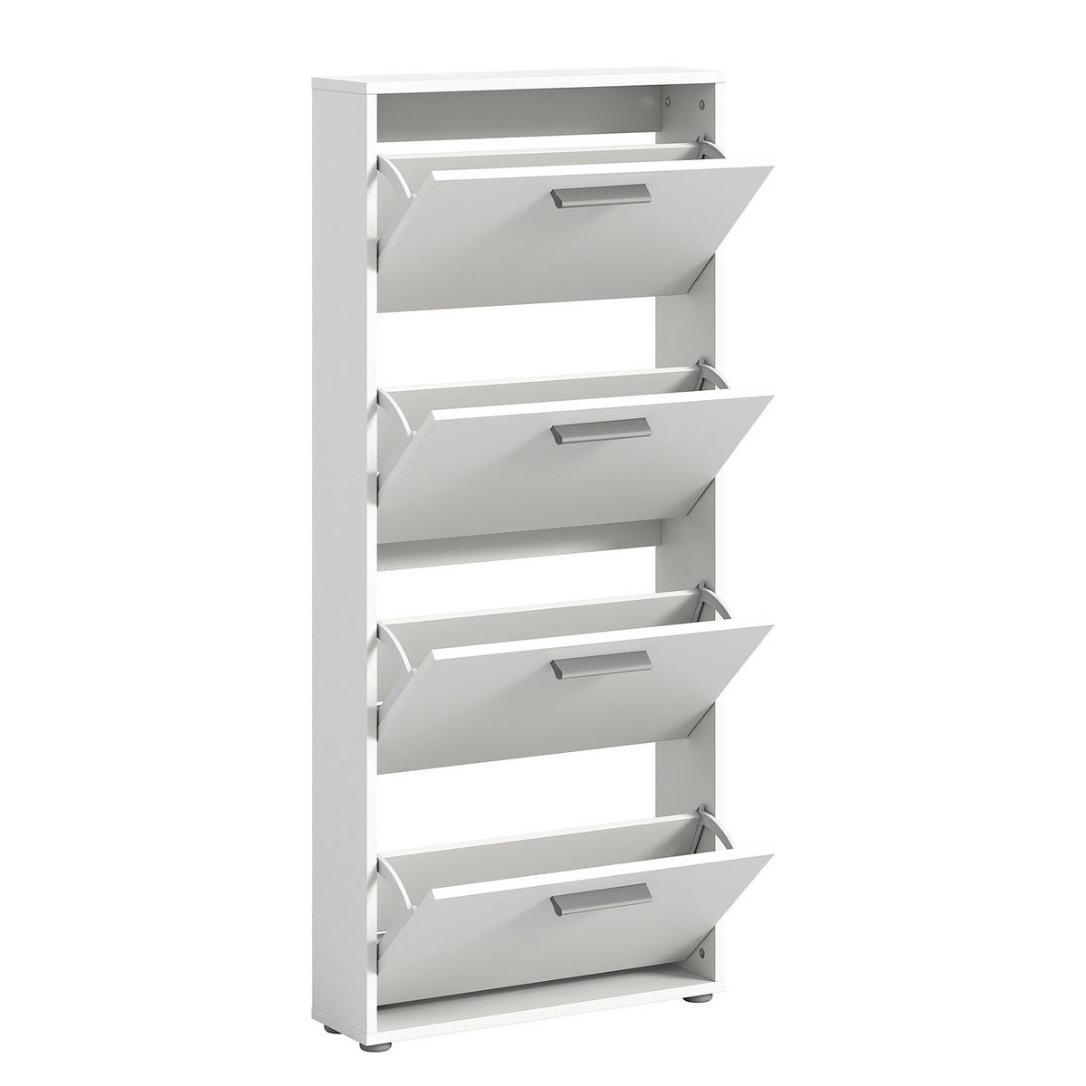 SCHUHKIPPER - 59 cm - Weiß - Silberfarben/Weiß, Holzwerkstoff/Kunststoff (59/136/17cm) - home24