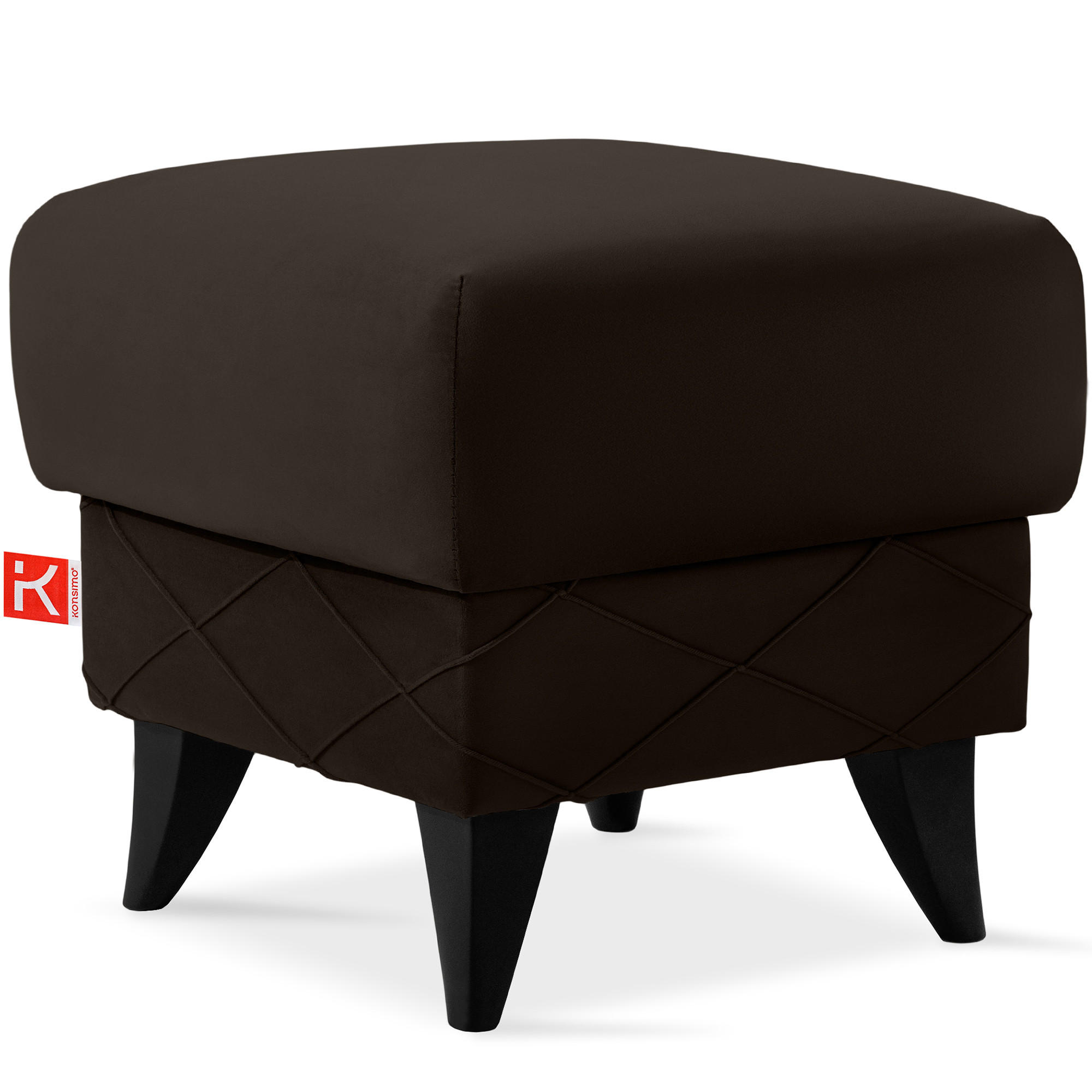 HOCKER GUSTAVO III Fußstütze, Velours, Braun - Braun, Holz/Holzwerkstoff (53/49/53cm) - KONSIMO®