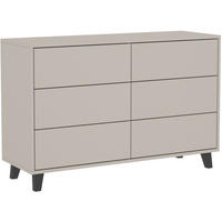 KOMMODE Home mit 6 Schubladen, 120 cm, ohne Griffe, Kaschmir - Kaschmir/Schwarz, Holzwerkstoff (120/80/40cm) - Beautysofa