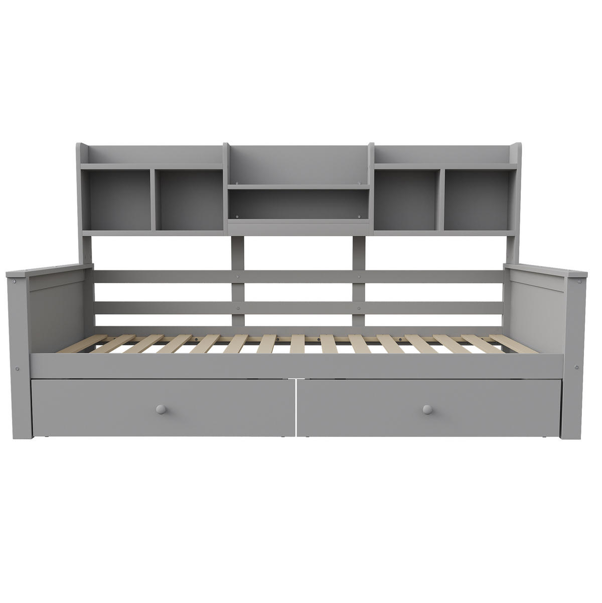 BETT-SOFA mit 2 Schubladen und Ablagefächern 90x200 cm Grau/Weiß - Grau, Holzwerkstoff (90/200cm) - Beauniv