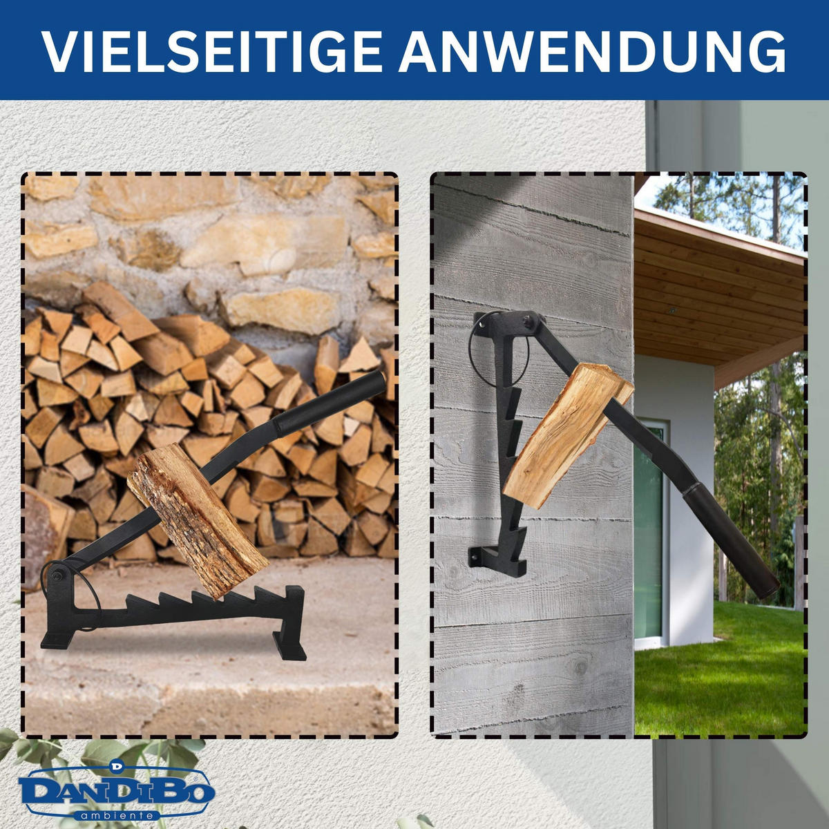 HOLZSPALTER manuell zur Wandmontage Metall Schwarz 42 cm - Schwarz, Metall (13/42/41cm) - DanDiBo