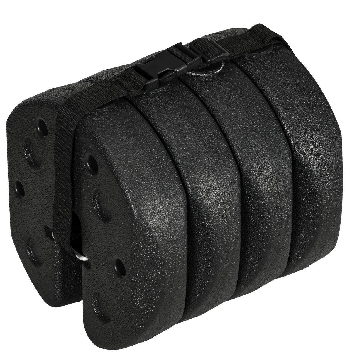 PAVILLONSTANDFÜSSE 4er-Set 12 kg Gewichte mit Befestigungsstiften und Transportgurt - Schwarz, Textil (22/5.5/22cm)