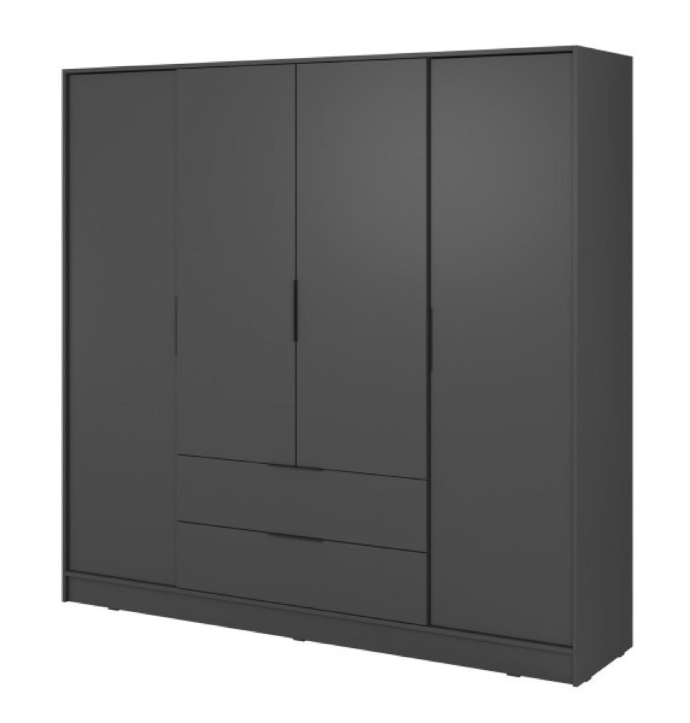 SCHRANK Grafit ELLY 4D Mit Regalen Und Schubladen 206x51x200 cm - Graphitfarben, Holzwerkstoff (206/200/51cm) - Sepro Meble