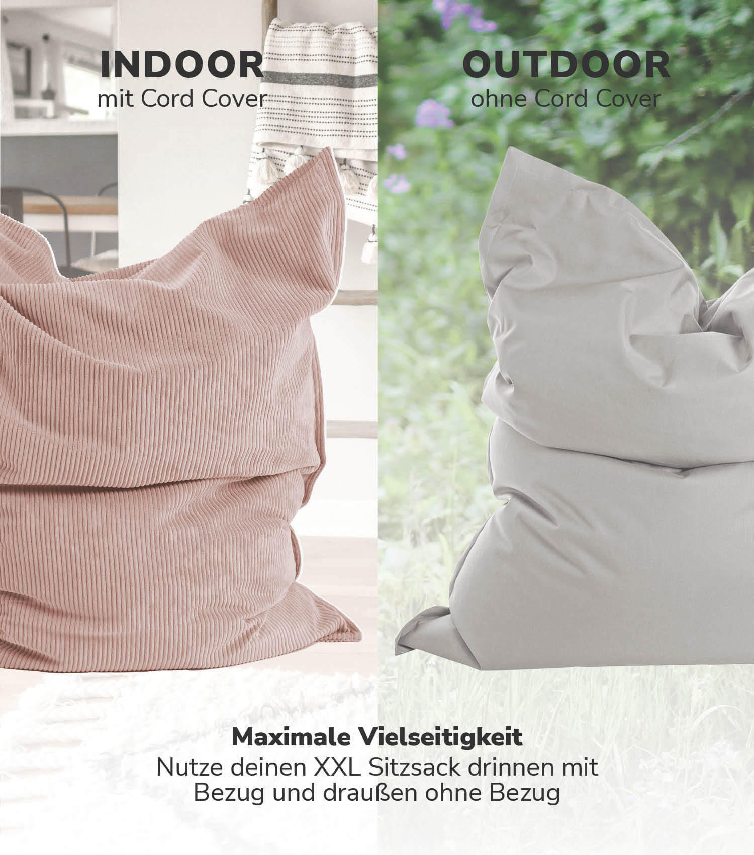SITZSACK BEZUG Das Kuschel-Cover - Rosa, Textil (130/20/170cm) - Mokebo