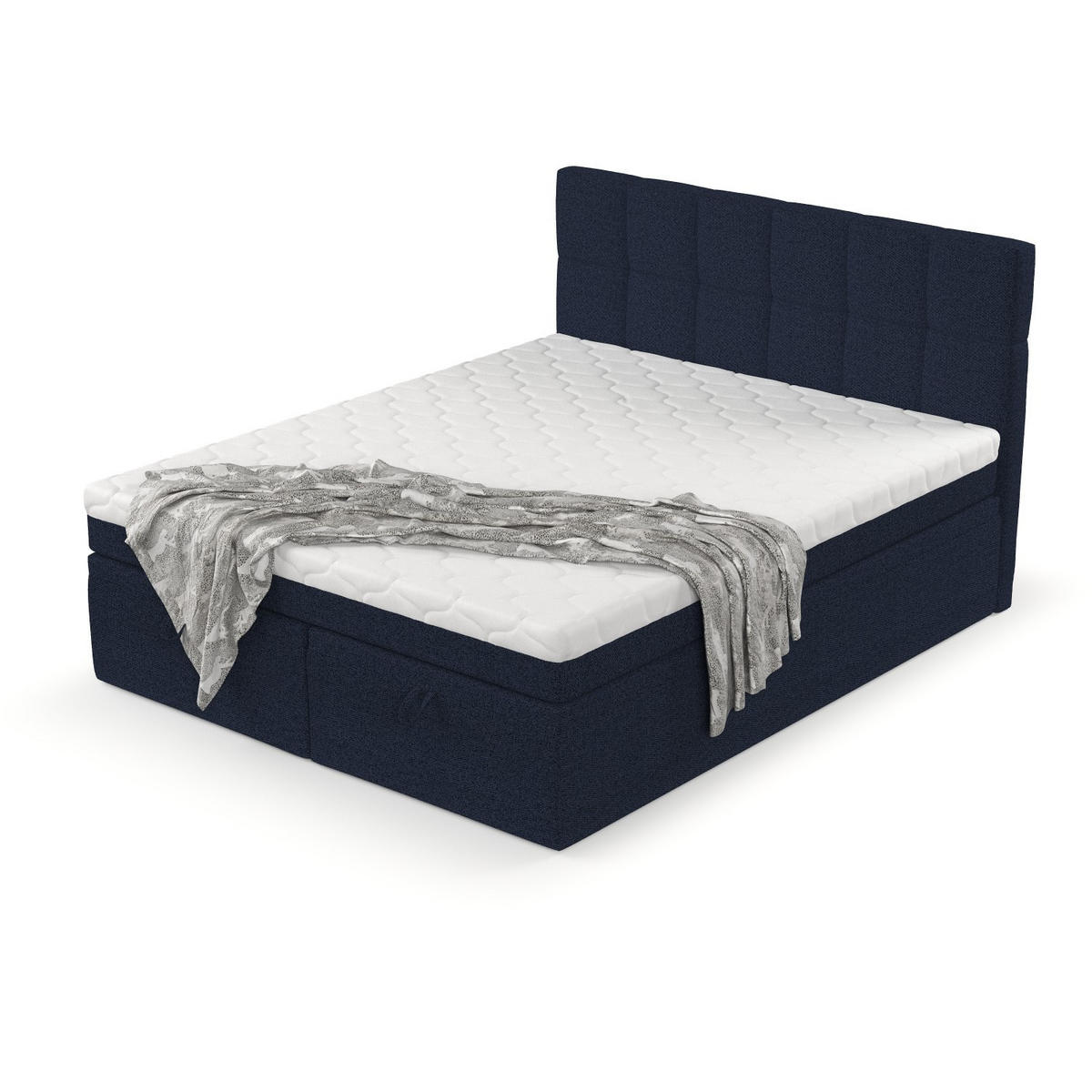 BOXBETT Elano 200/200 cm Marineblau im Riva Stoff - Schwarz/Dunkelblau, Holz/Holzwerkstoff (200/200cm) - AltaBeds