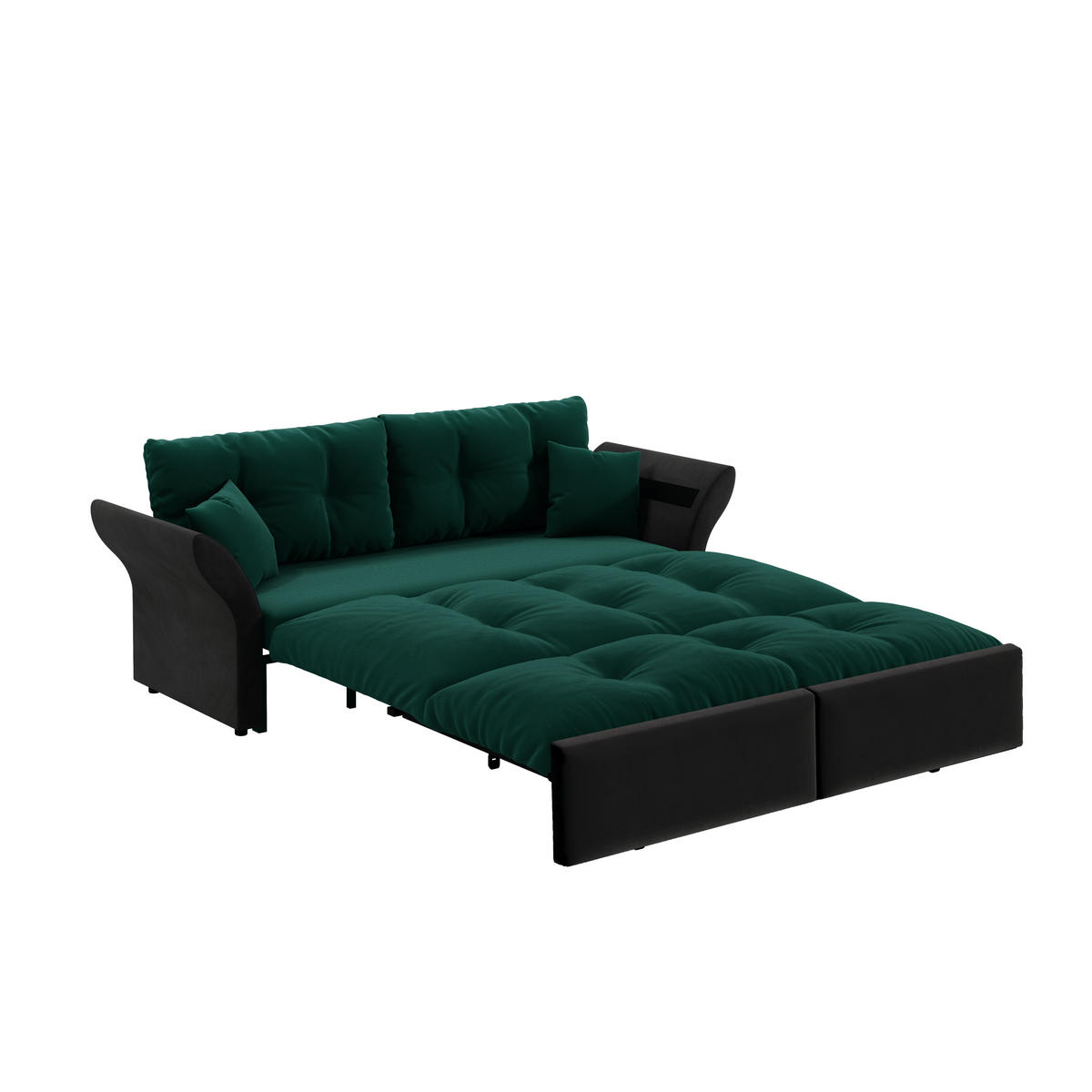 SCHLAFSOFA 190 cm 3-in-1 ausziehbar mit 2 Kissen, DE-34942, Grün - Grün, Metall (190/91/85cm) - ComfortXL