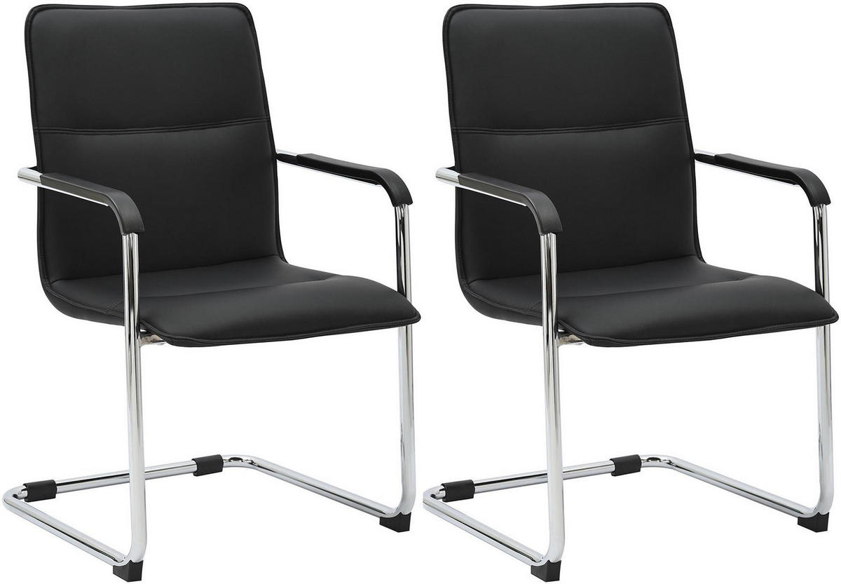 SCHWINGSTUHL 2er Set Lederlook Schwarz - Schwarz, Textil/Metall (57/92/59cm) - CLP