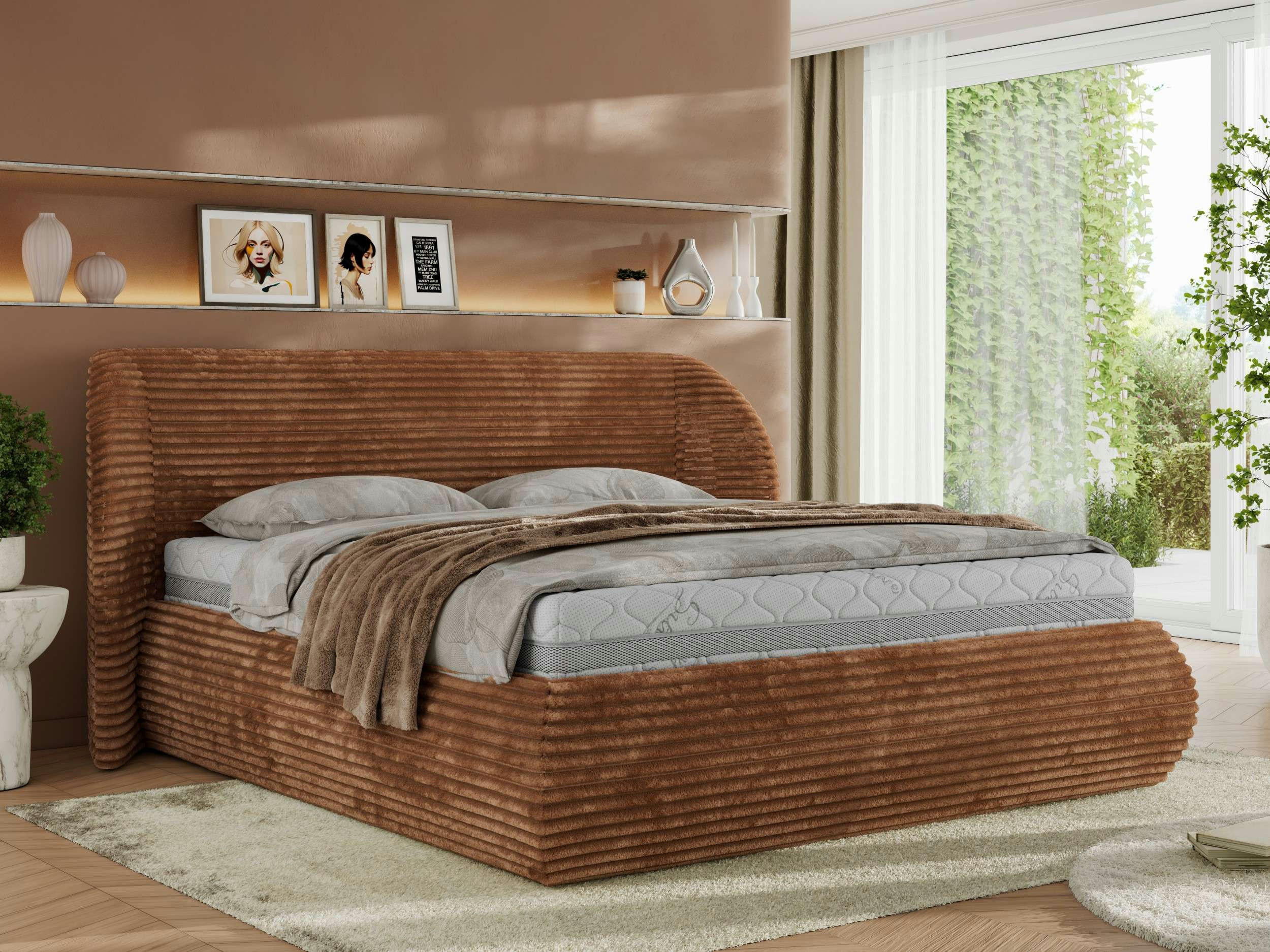 POLSTERBETT CAELA CLASSIC 200/200 - Orange Cord - MIRO LUX - Orange, Textil (200/200cm) - MKS