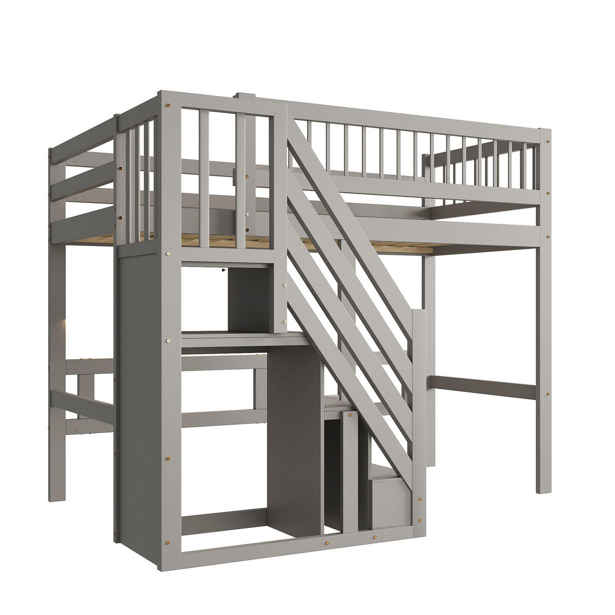 HOCHBETT 90/200 cm grau aus Holz mit Aufbewahrungstreppe - Grau, Holzwerkstoff (90/200cm) - OKWISH