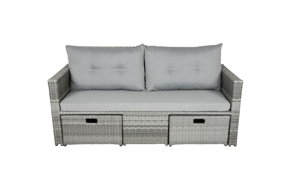 GARTENSOFA Trier Gartenmöbel - Grau, Kunststoff (180/86/76cm) - DELUKE