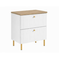 BADEZIMMERSCHRANK: Weiß / Platte Helle Eiche / Griffe Gold / Beine Gold, 60 x 44,4 x 73,6 cm - Goldfarben/Weiß, Holzwerkstoff (60/73.6/44.4cm) - 3XE LIVING